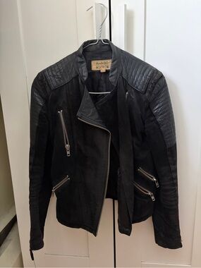 Mango Black Combi Quilted Moto Jacket